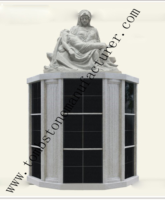 72 niches hexagional Columbarium with Pieta Statue